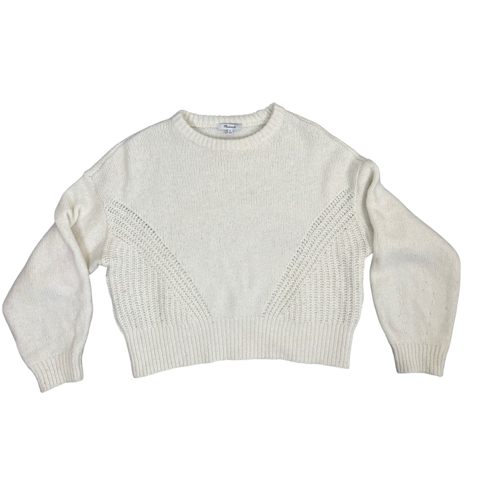 Madewell Cream Cable Knit Crewneck Sweater Extra Large‎ Fair Trade Certified